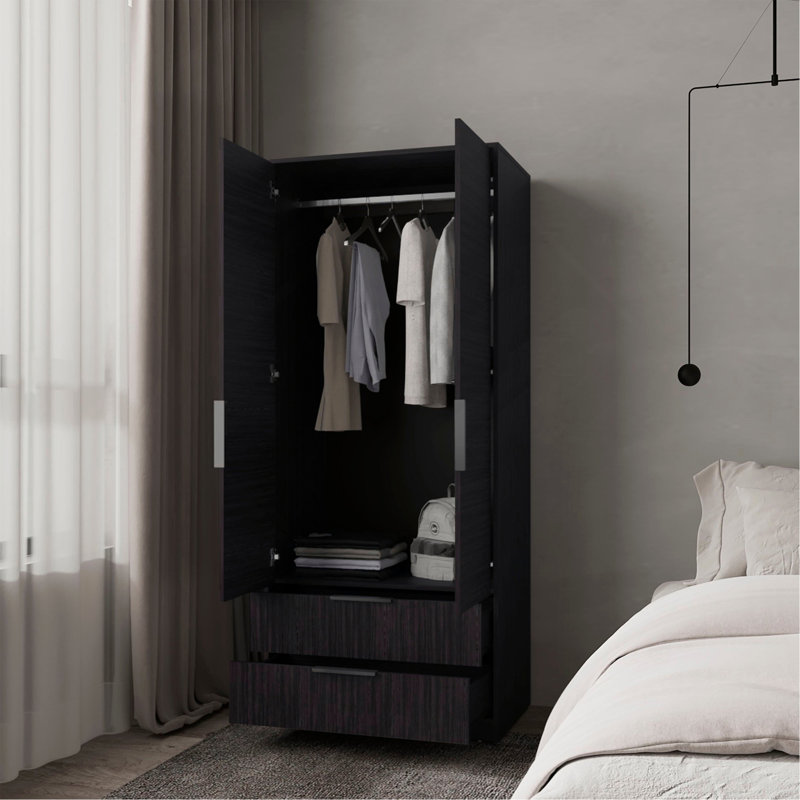 Armoire 2 tiroirs avec barre de suspension Wengue