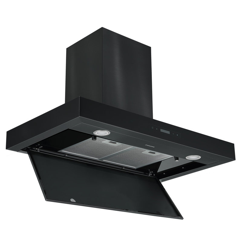 Hotte murale convertible de style rectangulaire en acier inoxydable noir Ancona de 36 po Ancona