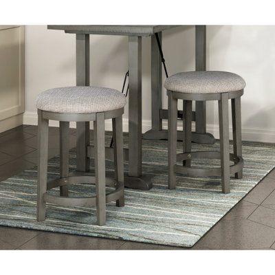 Tabourets à hauteur de comptoir de 2 avec touche industrielle grise, structure en bois, assise rembourrée de mousse en tissu 100% texturé, 250 lb pour une conception de salle à manger raffinée, finition, capacité