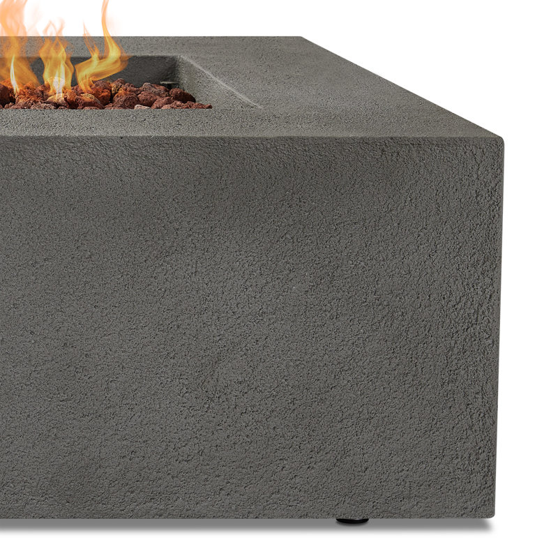 BALTIC Concrete Fire Pit Table with Lid, Glacier Gray, Propane, 15.75" H x 50.5" W x 32.5" D