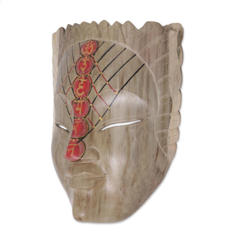 Masque en bois chakra face hibiscus