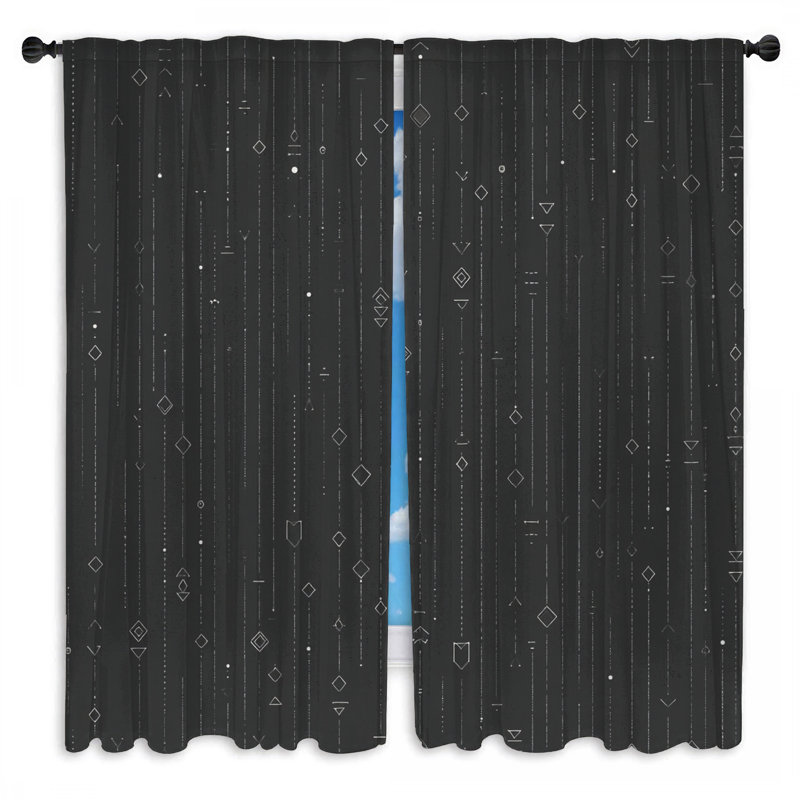 Motif de rideaux de fenêtre géométriques transparents et obscurcissants - 2 panneaux, 20in x 60in - 2 panels