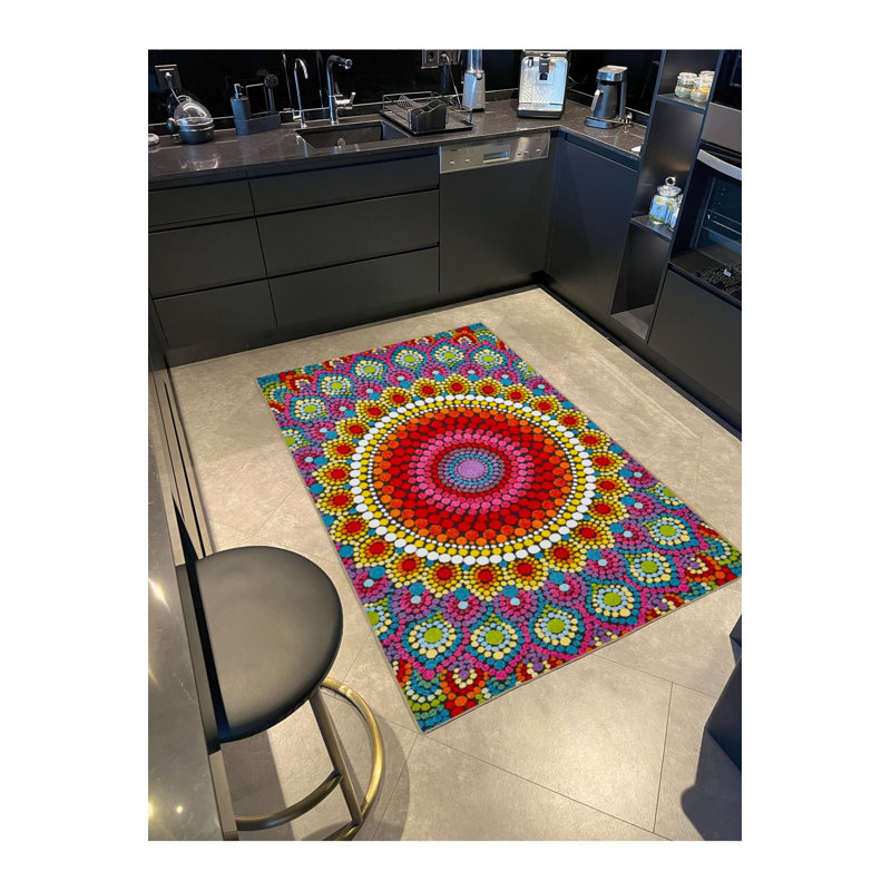 Tapis tissé à motif lavable à la machine, Sous-tapis rectangulaire de 3 pi 3 po x 4 pi 11 po