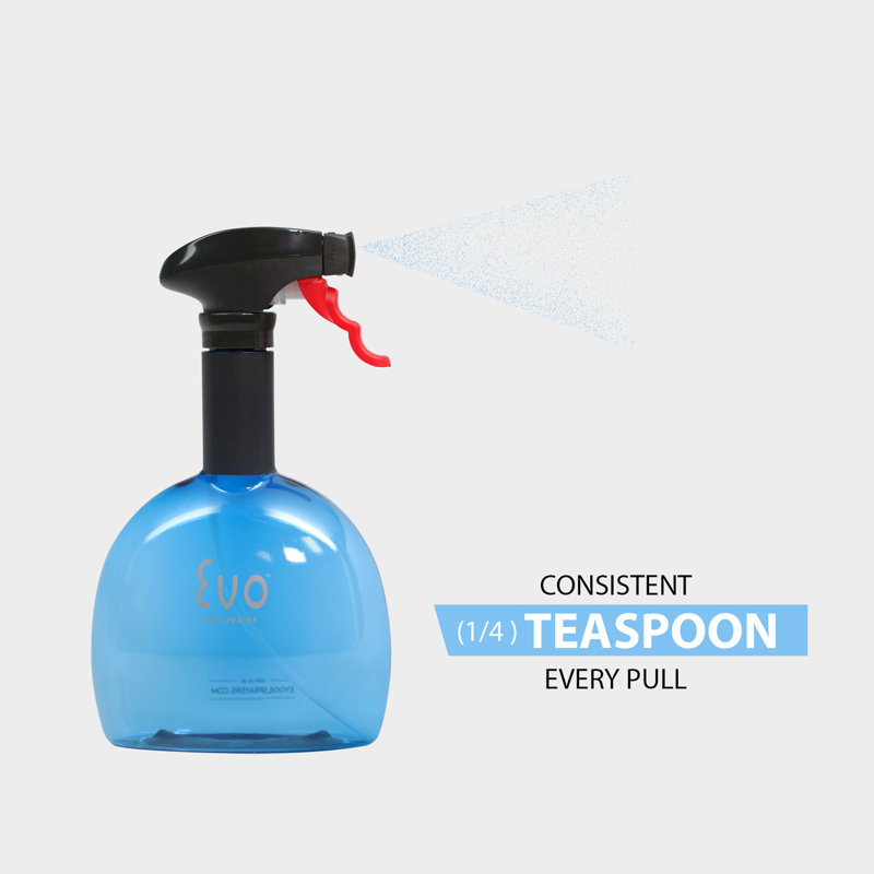 Vaporisateur d'huile Evo, sans aérosol pour l'huile d'olive et les huiles de cuisson, capacité de 18 onces, Bleu
