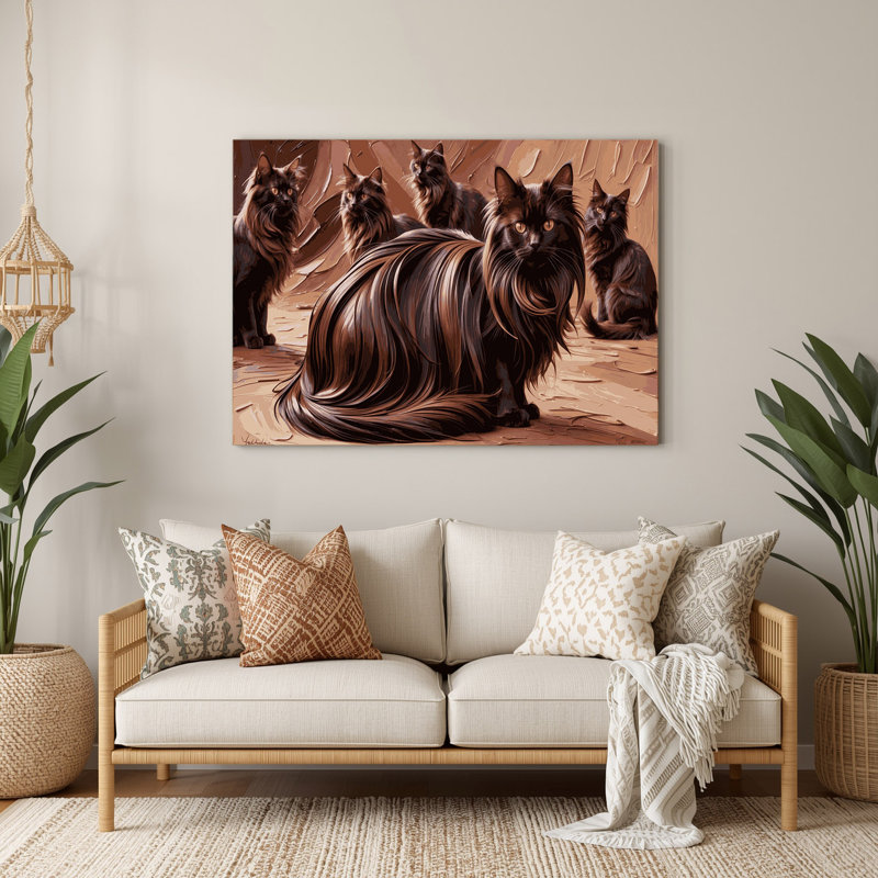 Cats York chocolat noir, art mural en métal, H 96 po x l 120 po x P 0,05 po
