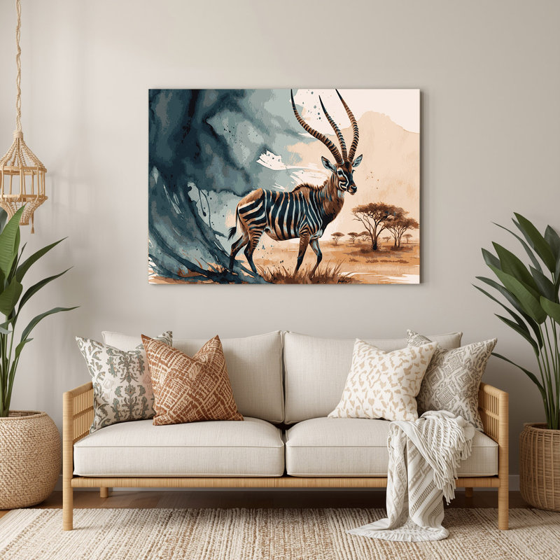 Faune, art mural beige en métal Kudu, H 24 po x l 36 po