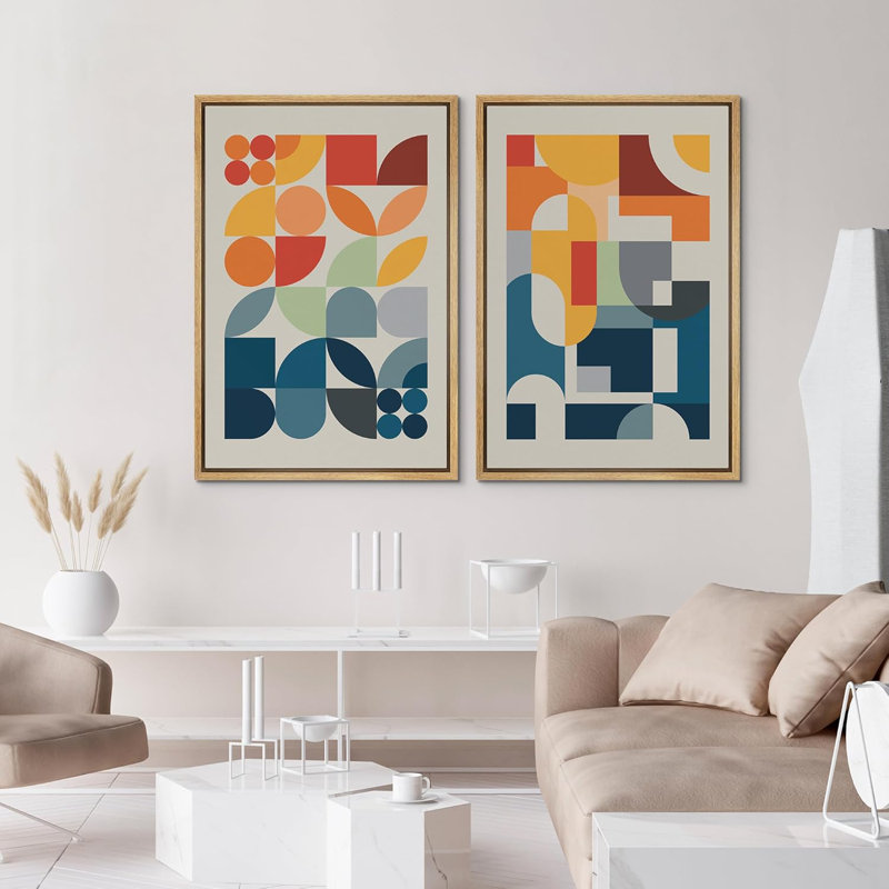 Mid Century Shape 2 - Pieces, Natural, 24" H x 32" W