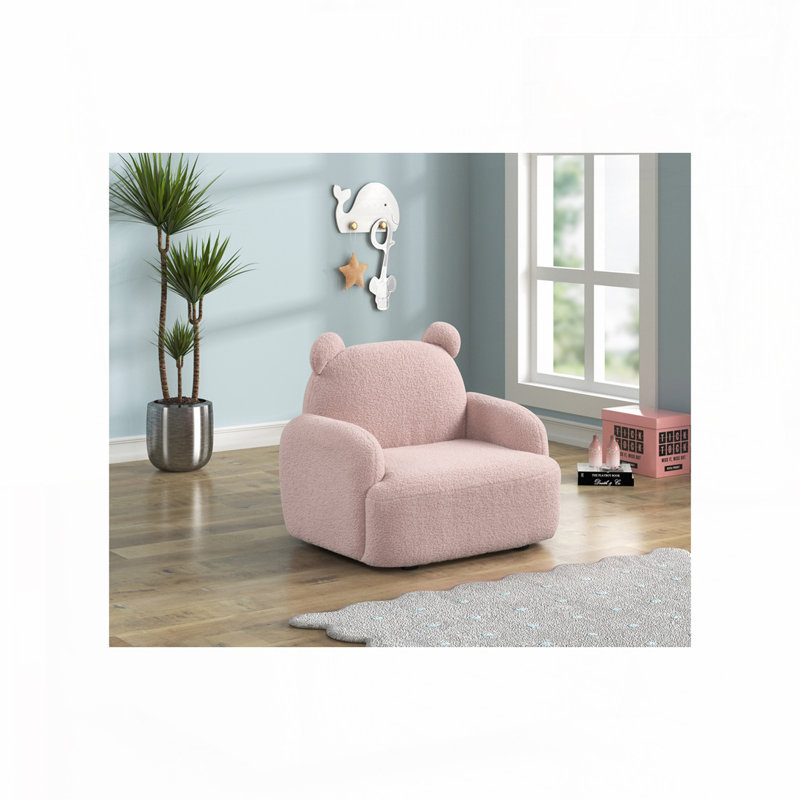 Fauteuil pour enfant en forme de ours sherpa beige l 25,5 po, Rose