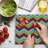Ambesonne Colorful Cutting Board Large Size Zigzag Sharp Vibrant Multicolor