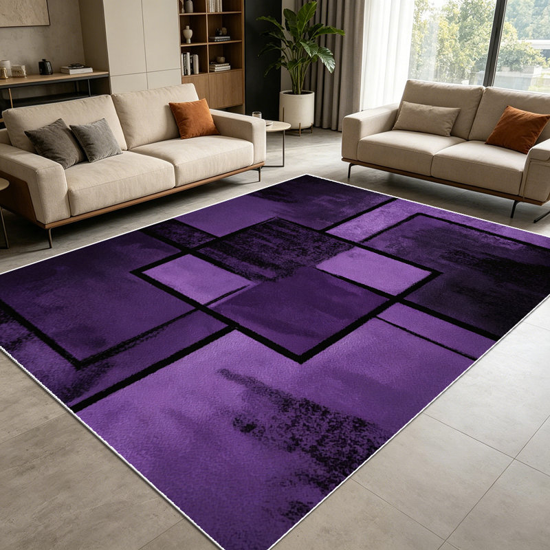 1PC Purple Geometric Abstract area rugs for Living Room, Soft and Comfortable, Suitable for all seasons, easy-to-maintain, machine washable Indoor floor mat, Under Table Farmhouse suitable for dining room, bedroom, entryway, home office, patio, Home