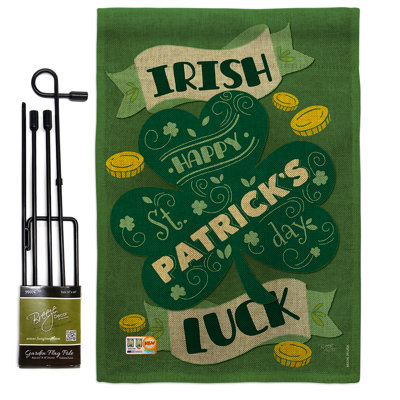 "st patrick" , impression en polyester de 2 côtés 18,5 x 13 po ensemble de drapeau