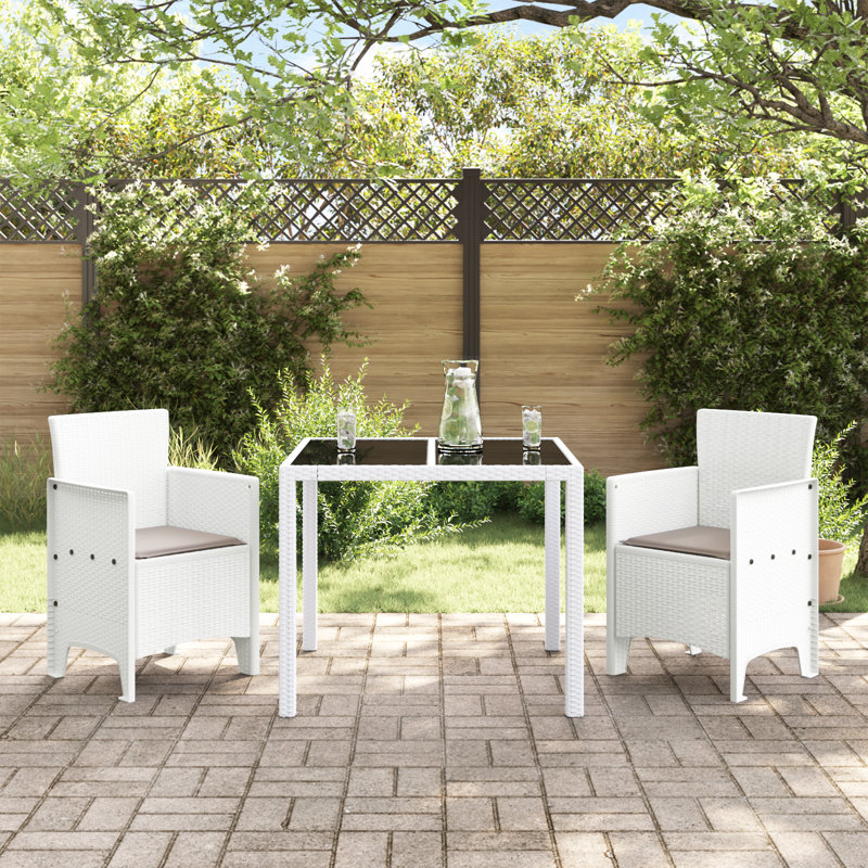 Chaise de jardin vidaXL 2 pièces en polypropylène blanc 20,87 x 19,29 x 33,46 po, Brun, Blanc