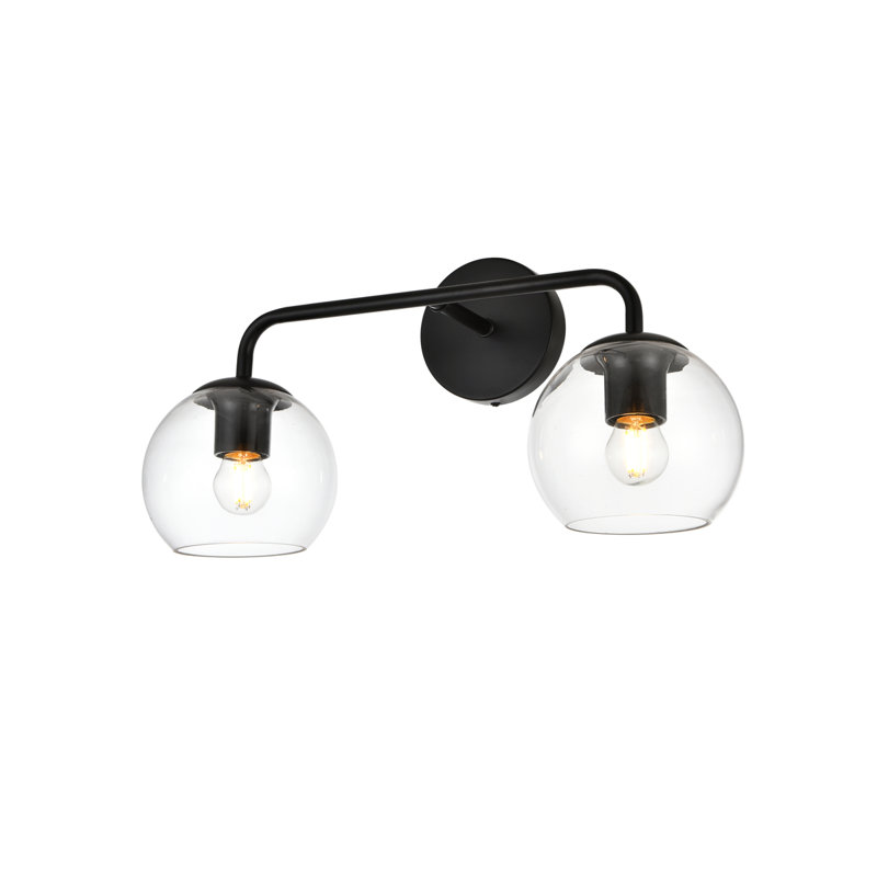 Lumière de meuble-lavabo à intensité variable, Noir, H 10 po x l 19 po x P 19 po, Deux lumières