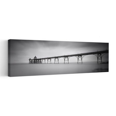 Misty Ocean Pier by Catalin Alexandru - Wrapped Canvas Panoramic Print