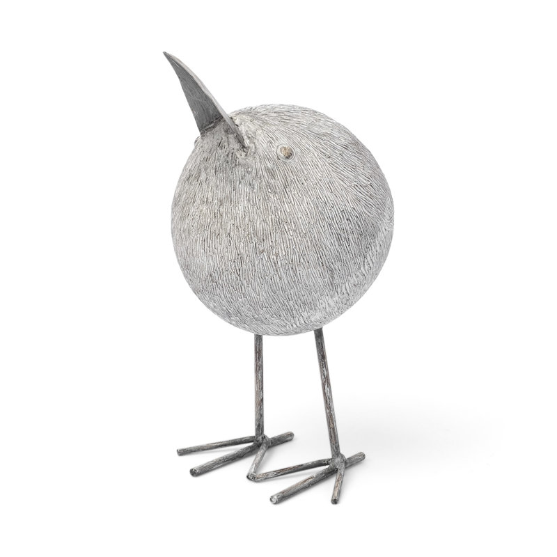 Sculpture d'oiseau courbé en résine blanc cassé