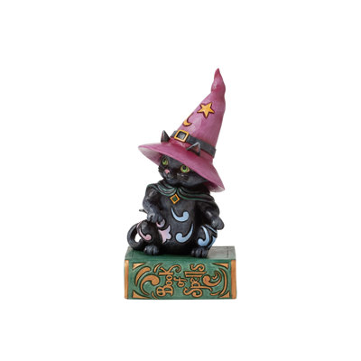 Jim Shore Heartwood Creek Black Cat Sitting on Book Pint Figurine 5.71in