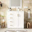 Meuble-lavabo en bois massif de 30 pouces avec lavabo en céramique, 3 tiroirs et portes à fermeture douce pour un rangement efficace-363116700