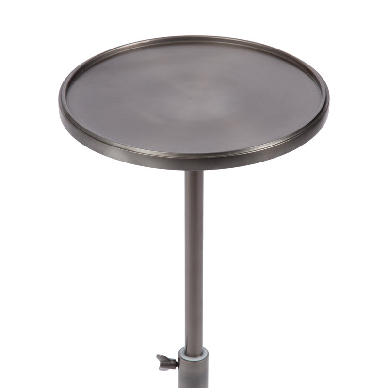 Engles Traditional Adjustable-Height Metal Pedestal Table, Gray Top/Silver Base