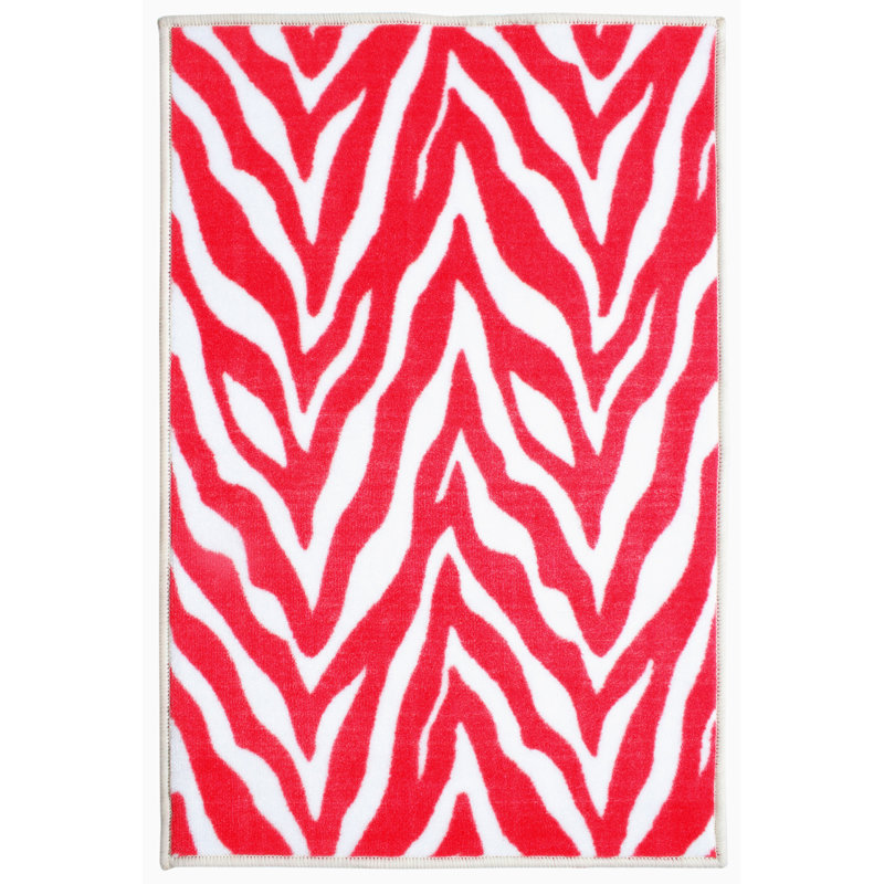 Tapis beige / rouge à imprimé animal, Rectangle 12 pi x 16 pi
