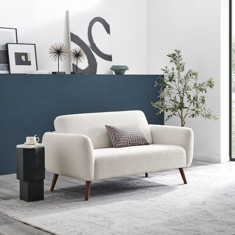 Tolly Seater Sofa Modern Deco Design - Soft Touch Luxury Velvet Retro Accent Chair In a Box, 2, White Boucle