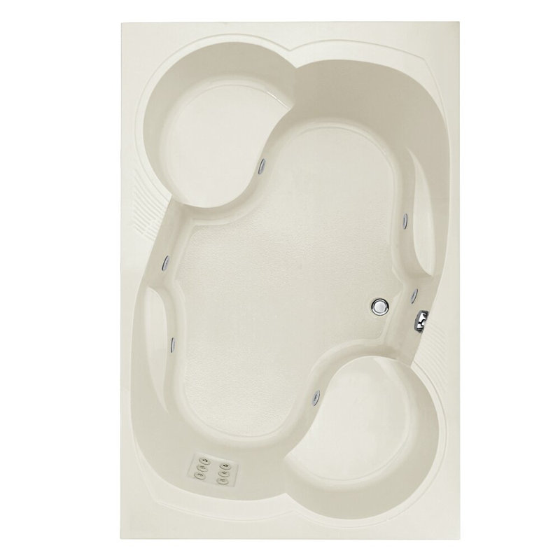Makyla 75'' x 48'' Whirlpool Acrylic Bathtub, Almond, Polished Chrome