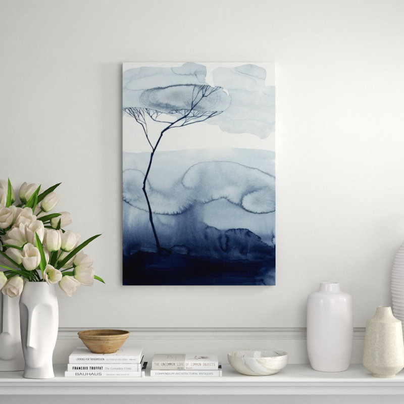 Deep Blue Root II Print by Sara Brown, Glass Coat, 35" H x 24" W x 1.5" D
