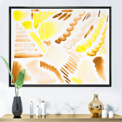 Éléments graphiques rétro en orange et jaune II - peinture sur toile