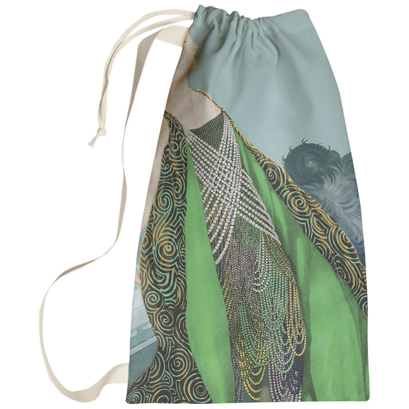 Roxbury Fabric Laundry Bag with Handles, Small ( 64" H x 20" W x 1.5" D), Gray/Green/Yellow