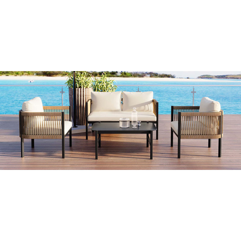 Multi-Person Outdoor Sofa Combination With 1 Table, Beige
