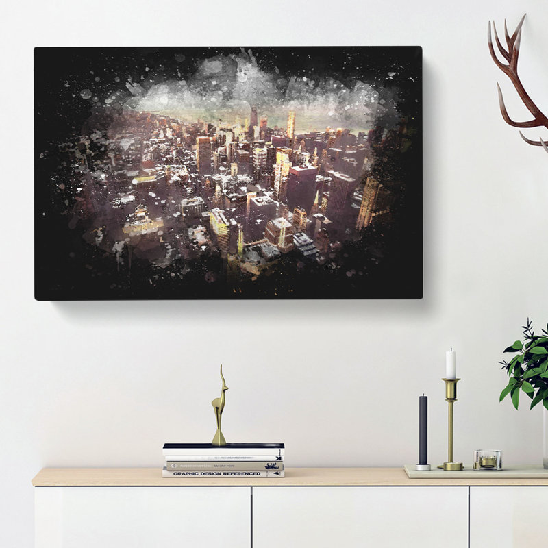 Flying Over The Chicago Skyline - Wrapped Canvas, 40cm H x 60cm W x 3cm D