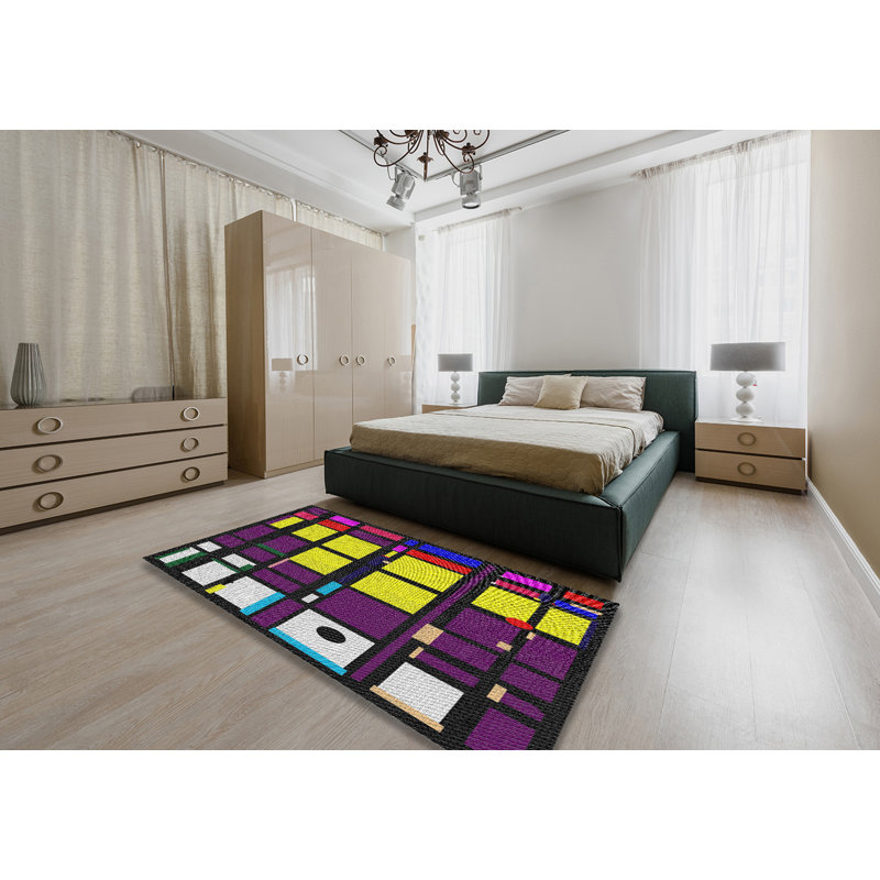 Tapis décoratif mauves géométriques Prudhomme, Rectangle 5 pi x 7 pi