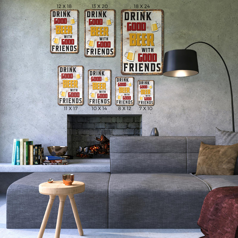 «Drink Good Beer With Good Friends Vintage Style» (paquet de 2) 8 po x 12 po