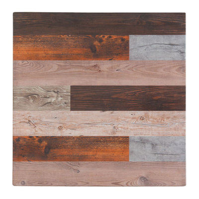 Plateau de table rond en résine, finition grain de bois vieilli