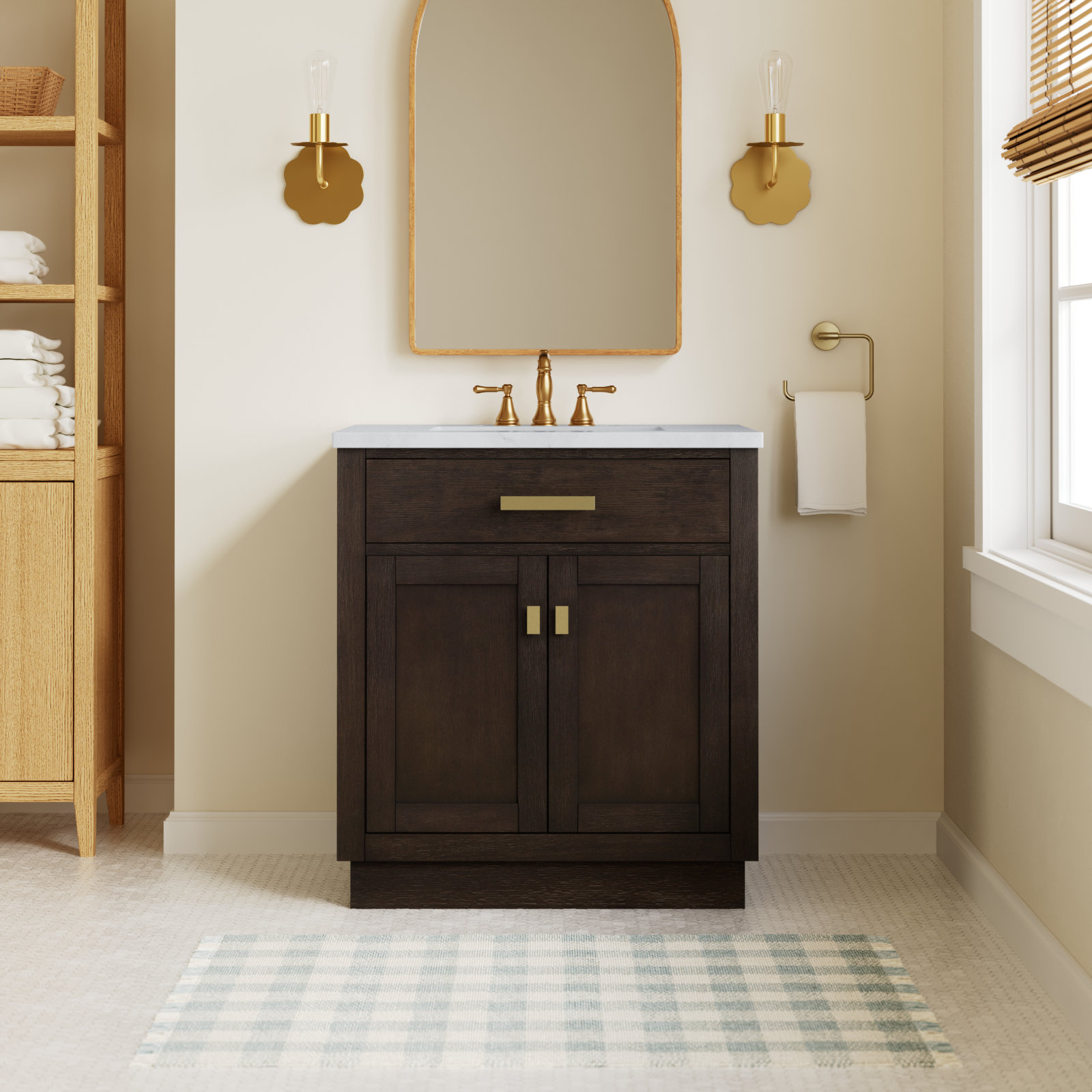 Breshey Single Bathroom Vanity, Brown, 30"W x 21.6"D x 34.2"H