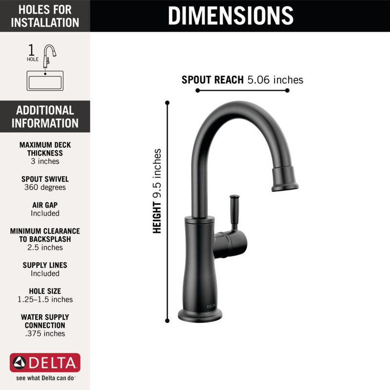 Traditional Beverage Faucet, Matte Black