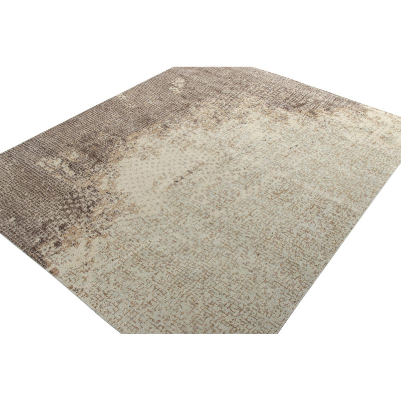 Distressed Homage Hand Knotted Wool Abstract Area Rug, Rectangle 10' x 14'