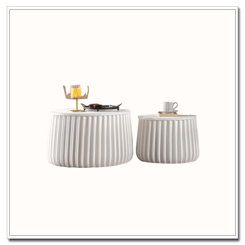 White Round Storage Table Set