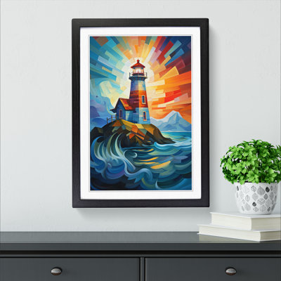 Lighthouse Futurism - Single Picture Frame Print on Wood