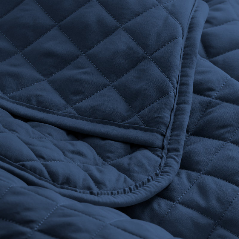 Coverlet and Sheet Set Bundle, Twin XL Coverlet + 4 Additional Pieces, Dark Blue/Dark Blue