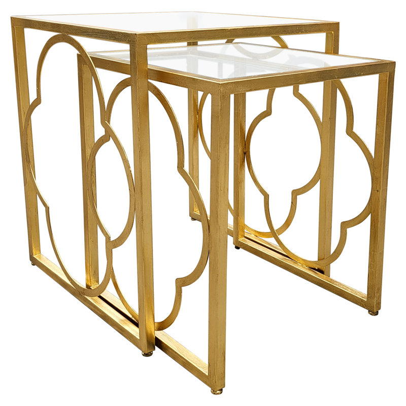 Louisiana 2 Piece Nesting Tables, Gold Leaf