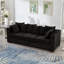 Canapé moderne cinq places, revêtement en velours, accoudoirs carrés cloutés argentés, sièges confortables, housses amovibles, housses de coussin avec fonction rangement