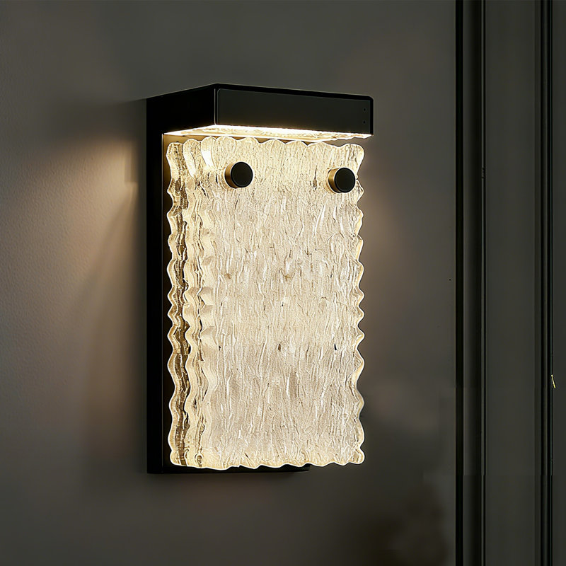 Modern 1-Light 9.8" LED Black Wall Sconce Light Texture Waterfall Panel