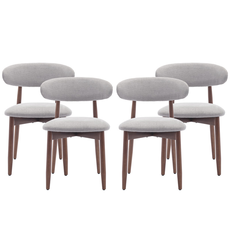 Chaise d'appoint rembourrée en bois massif Vannie, Gris clair