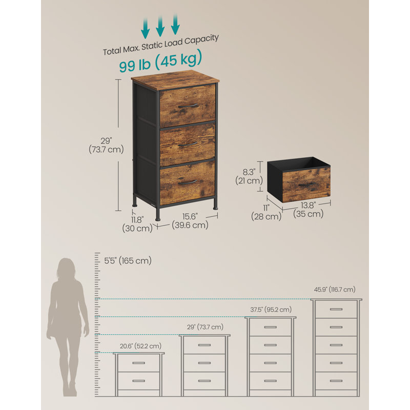 39.6 cm W Chest of 3 Drawers