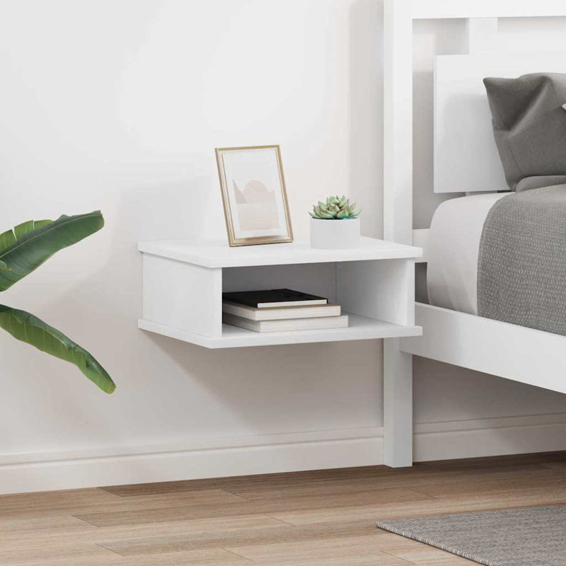 40cm W Manufactured Wood Bedside Table, White