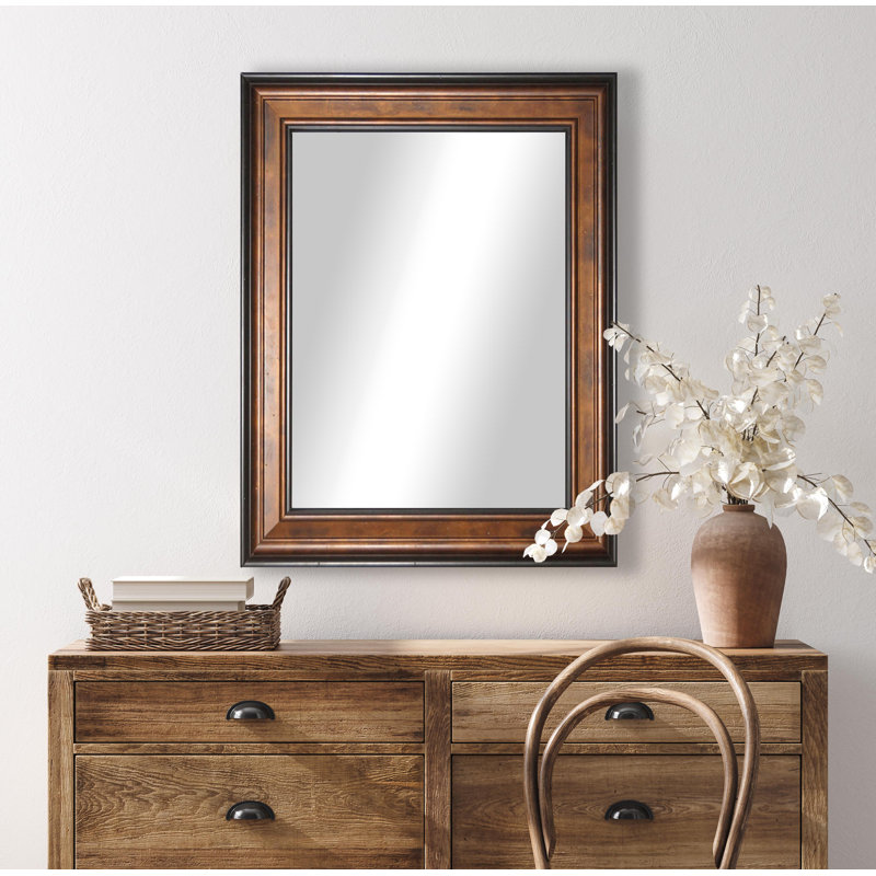 Ukiah Solid Wood Flat Wall Mirror, 28.75" H x 24.75" W
