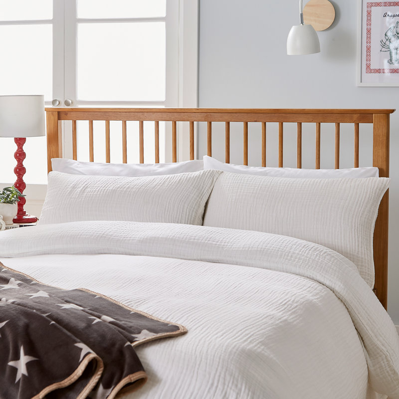 Muslin Cotton Duvet Cover Set, Single Duvet Cover + 1 Standard Pillowcase, White