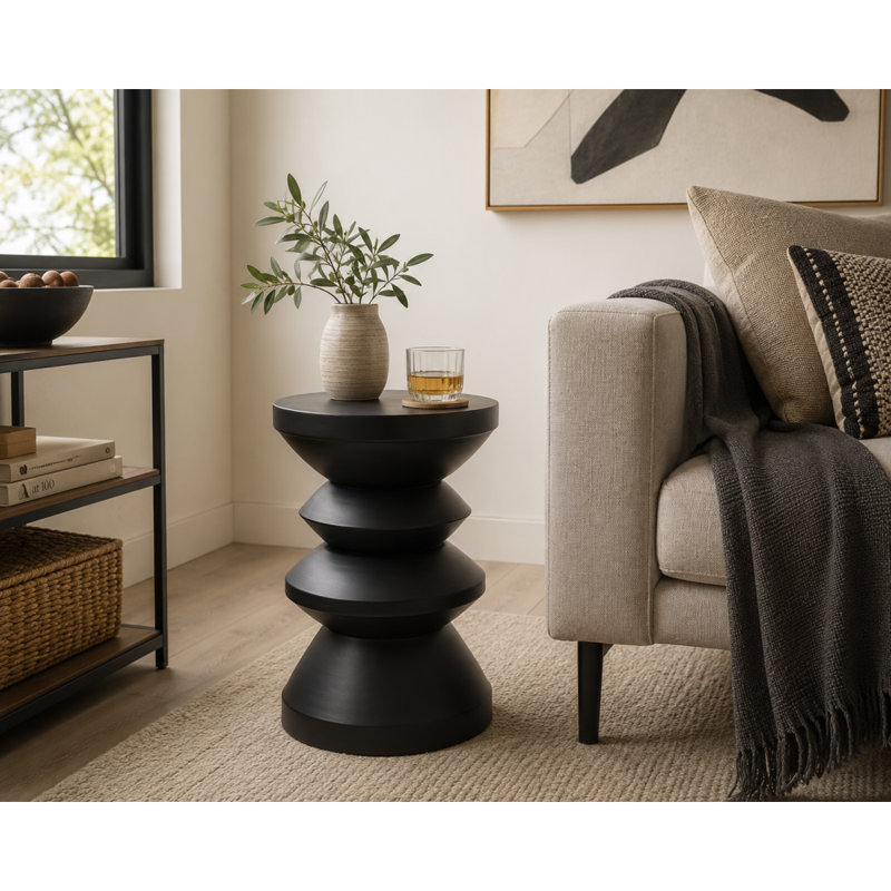 Table d'appoint Belana, Noir, H 18 po x l 13,6 po x P 13,6 po