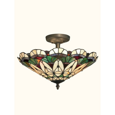 Peacock Glass Semi Flush Mount