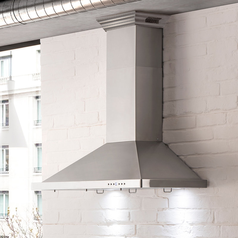 36" 400 CFM Ductless Wall Mount Range Hood, Stainless Steel